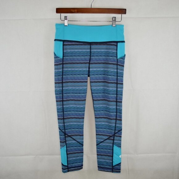 lululemon Pace Rival Crops Size 6 in Space Dye Twist Naval Blue Peacock Blue - Picture 3 of 4